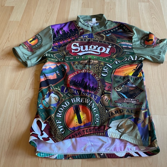 Vintage Sugoi All Over Print Beer Themed Cycling Biking Shirt Size M - Picture 1 of 6